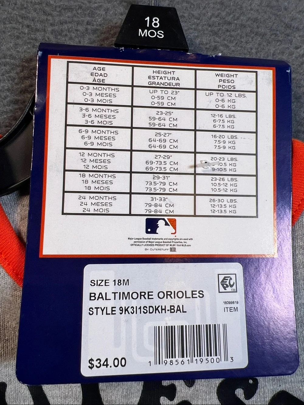 MLB Baltimore Orioles Orange 'Cutest' Baby One-Piece Bodysuit